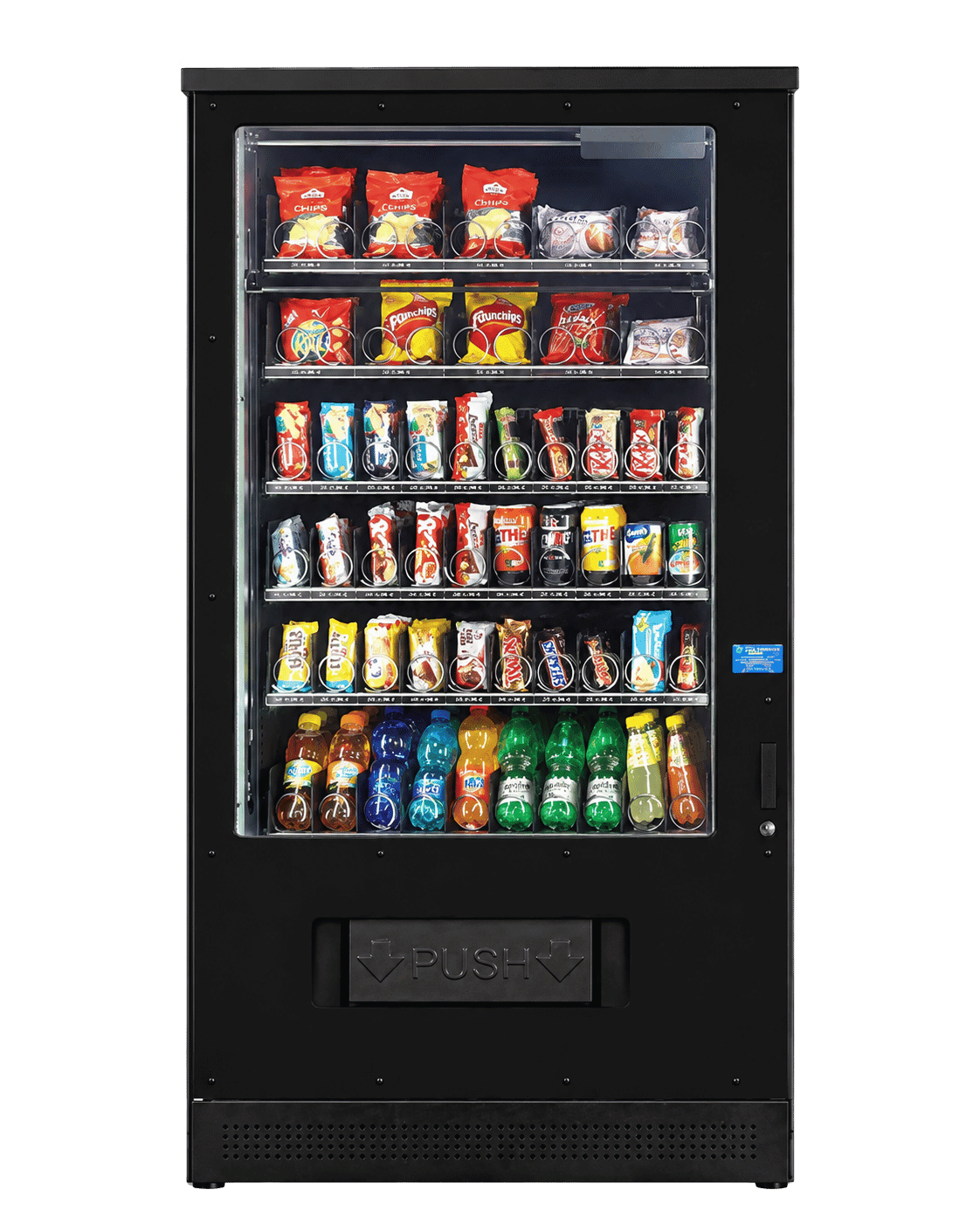 Frontansicht eines G-Snack 10 Snackautomaten mit Bedienfeld und Zahlungsterminal